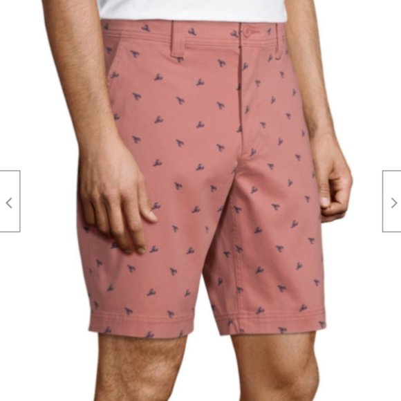 St. John's Bay Men's Power Stretch Chino Shorts Size 44 Washed Lobster Color - Picture 2 of 11